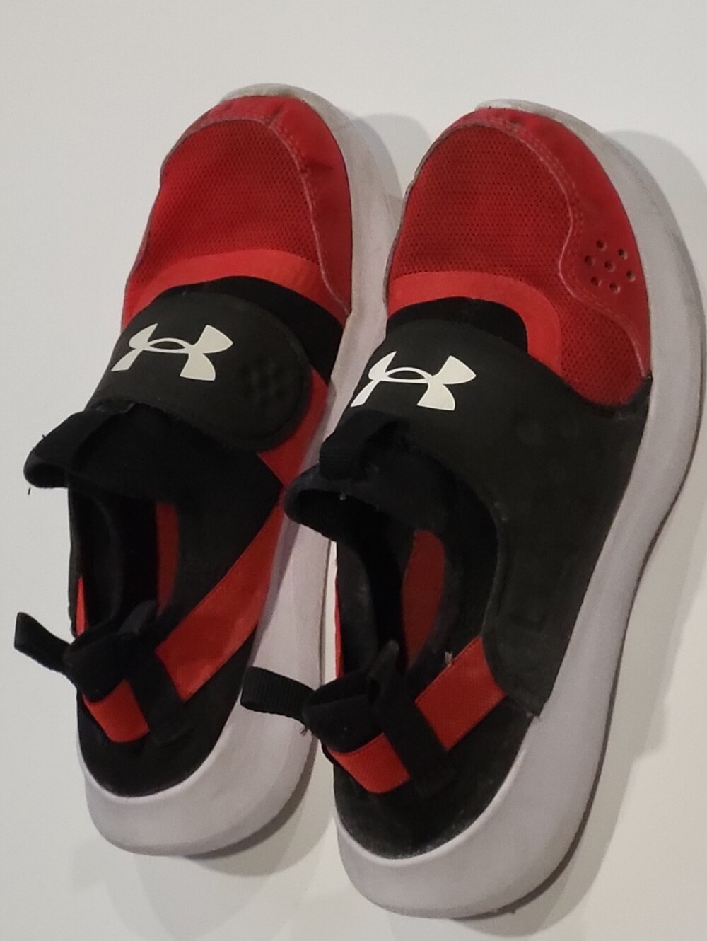 Under Armour Kids Red and Black Slip-On Athletic Sneakers